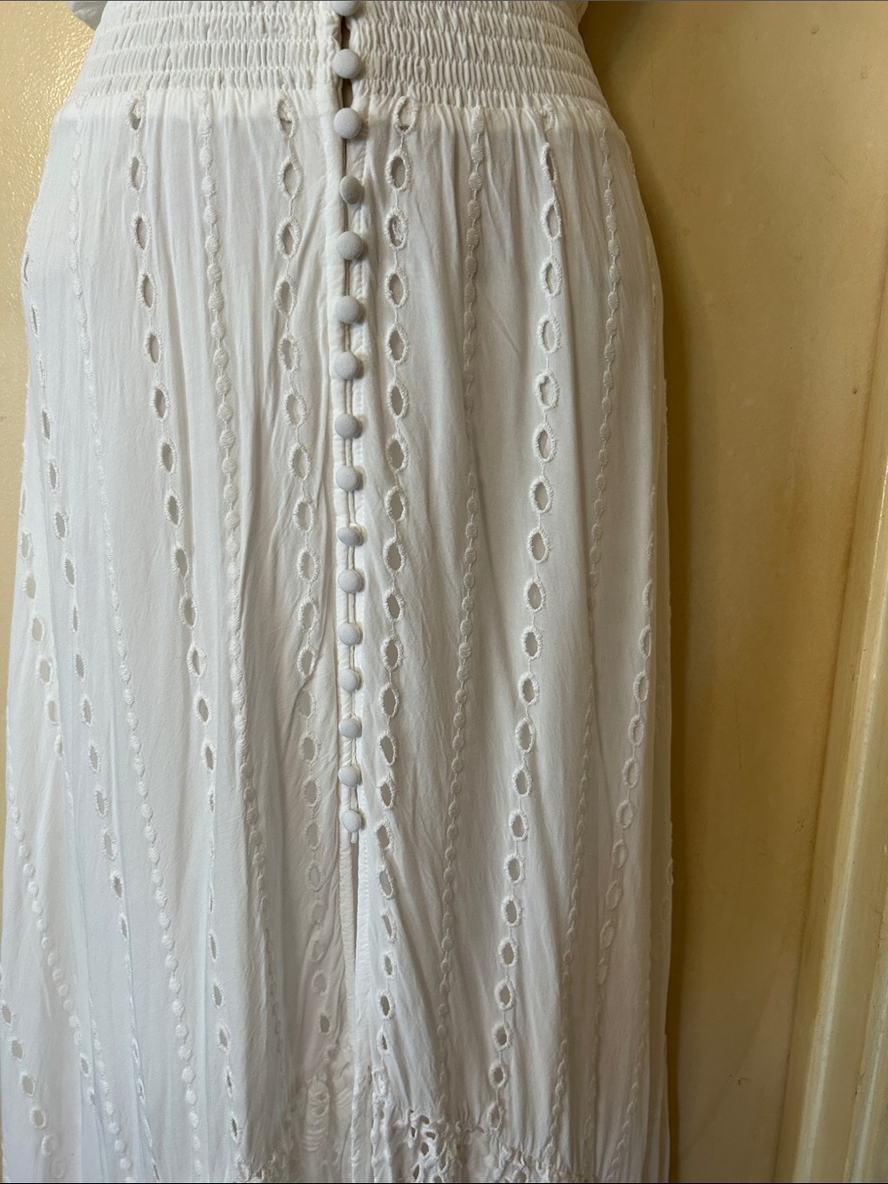 Young Fabulous & Broke White Eyelet Button-Front Maxi Dress size M - Picture 6 of 14
